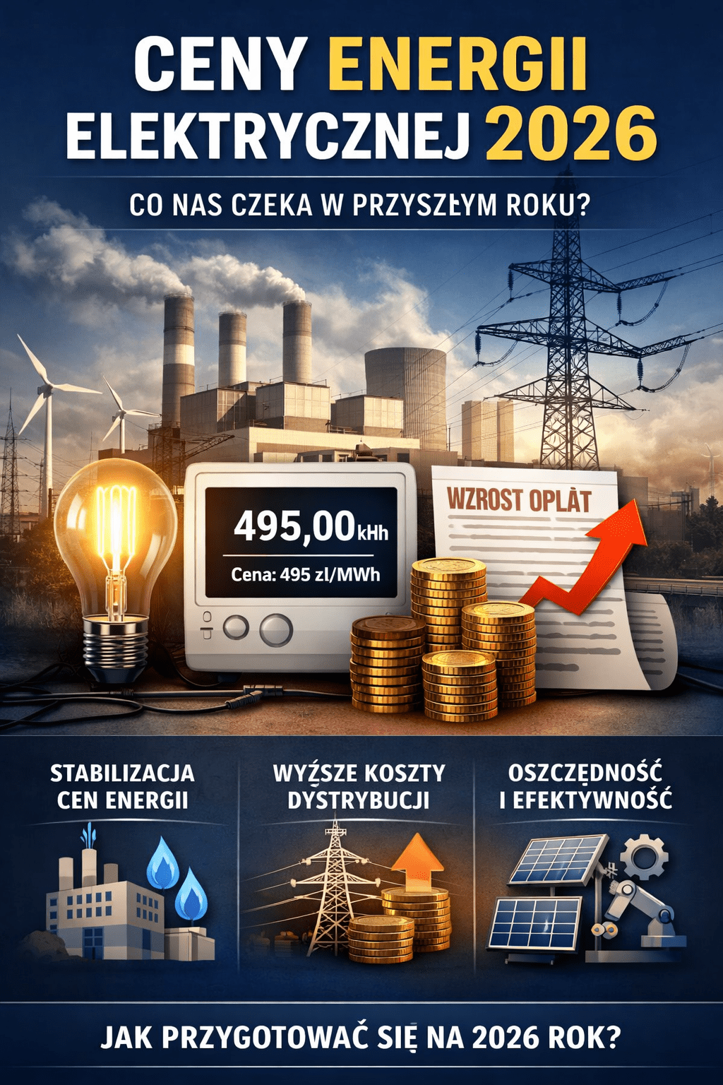 Ceny energii elektrycznej w 2026 roku – co nas czeka i jak wpłynie to na firmy oraz gospodarstwa domowe?